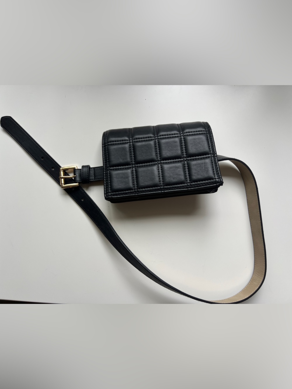 Steve Madden Black Quilted Crossbody Belt Bag
